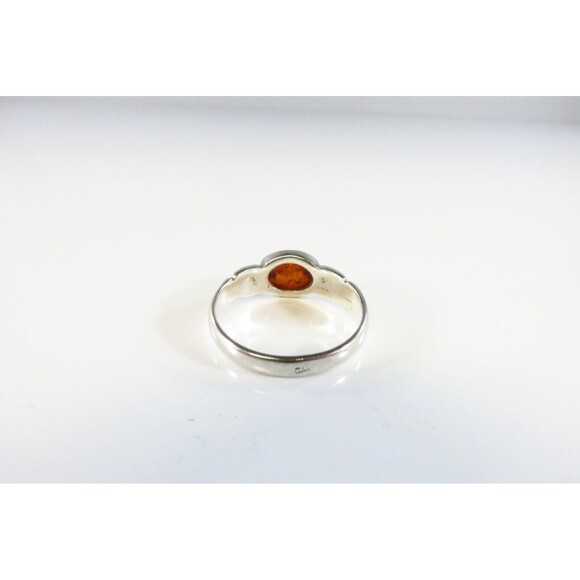 Petite Orange Amber Band Ring Sterling Stackable Ring Style Setting Sz 6.5 - Picture 5 of 6